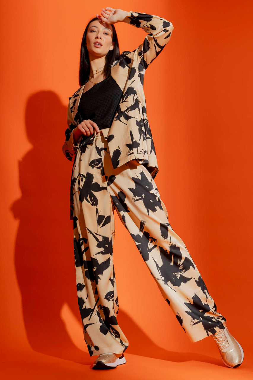 Beige / Black Paperbag Pants