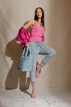 Pink Ribbed V Neck Cami