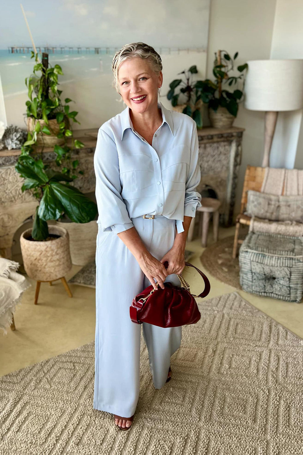 Pale Blue Wide Leg Pant Pale Blue