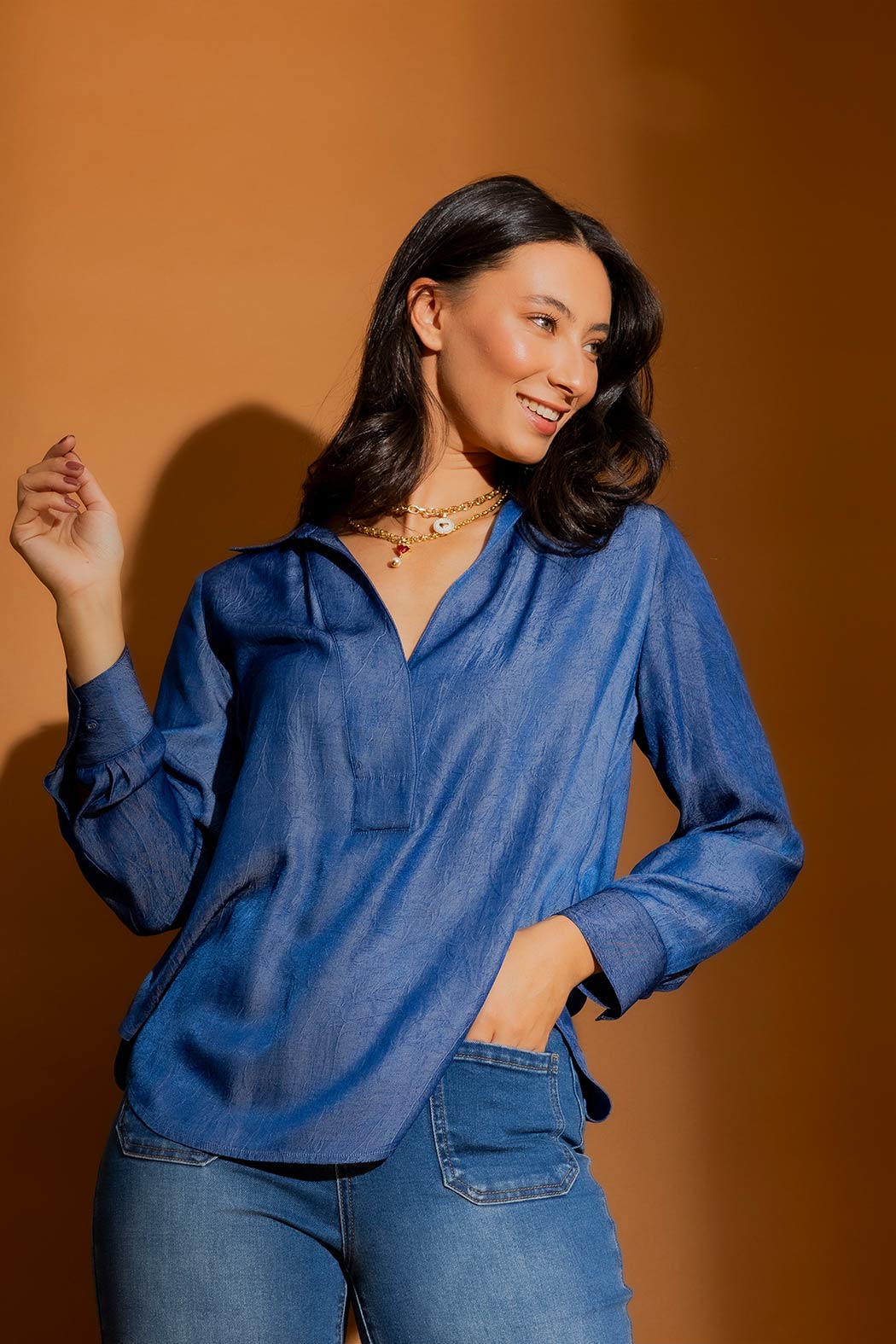 Dark Chambray Brit Blogger Shirt Chambray