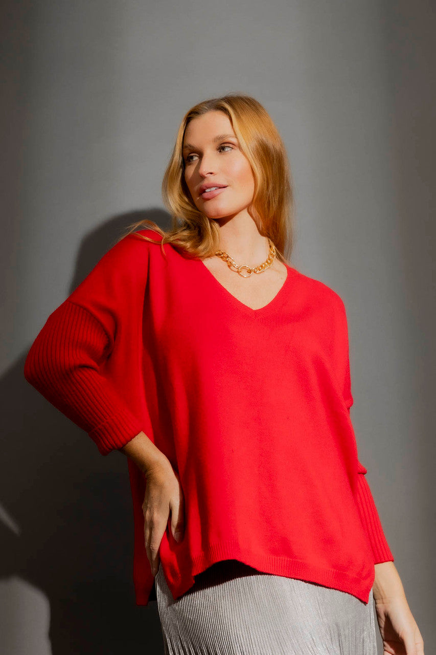 Red Classic Oversized Jumper Red S/M