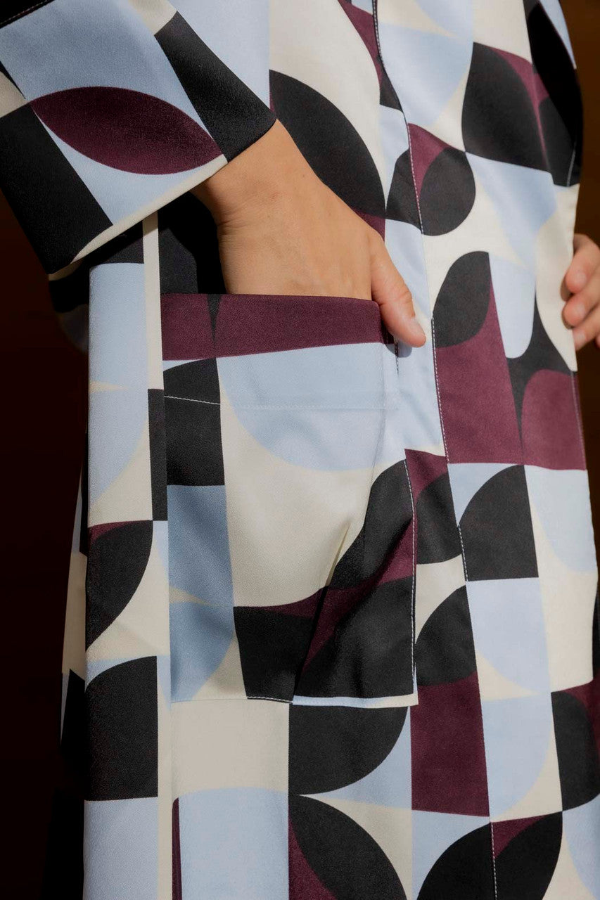 Blue/Merlot Retro Trench Coat