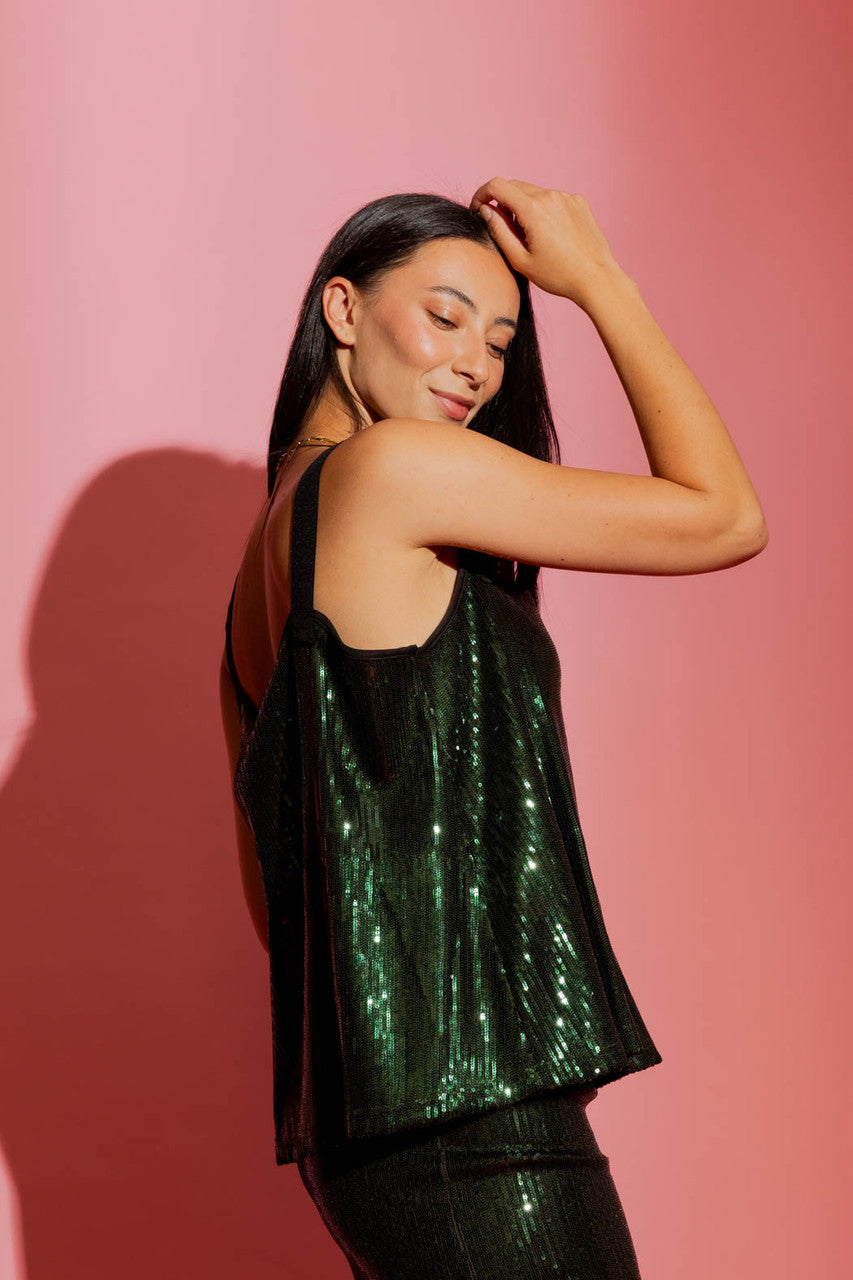 Jade Sequin Crop Cami