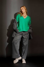 Jade Diamond V Neck Jumper Jade S/M