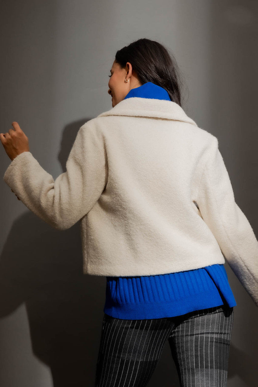 Ivory Lurex Crop Astra Coat