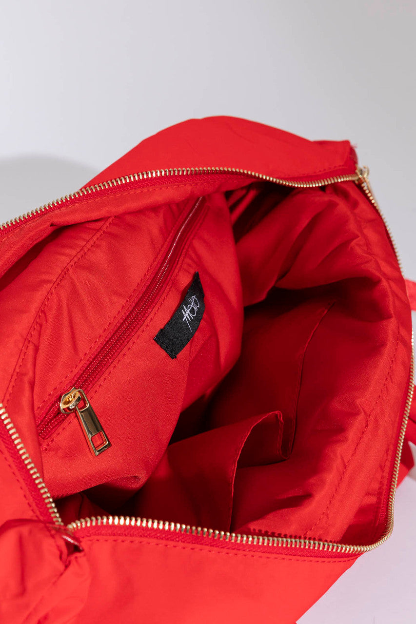 Red Qulited Tote Bag