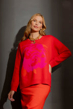 Crimson Blossom Knit Red S