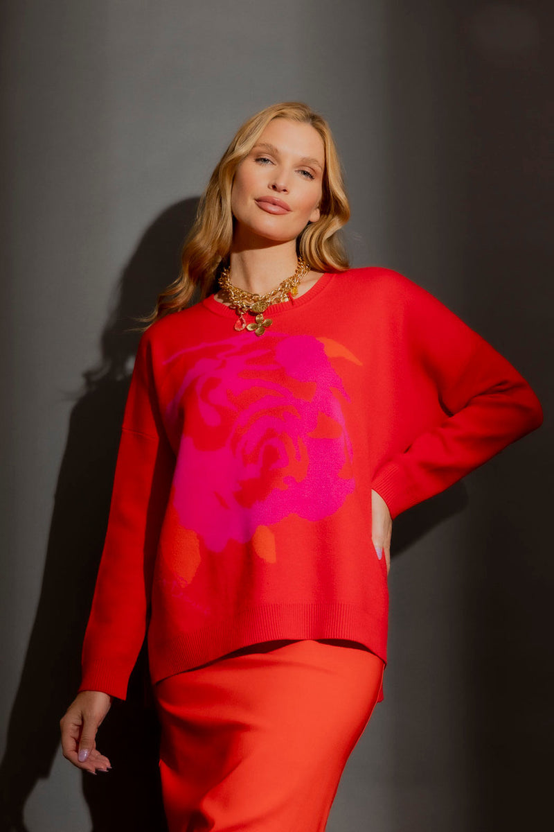 Crimson Blossom Knit Red S