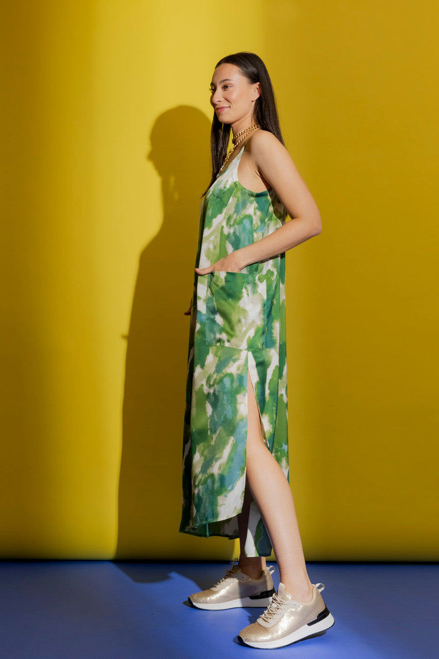 Green Strappy Pocket Dress