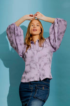 Lilac Balloon Sleeve Shirt