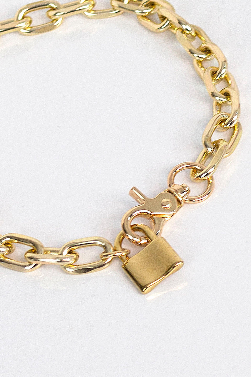 Gold Padlock Necklace
