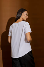 V Neck Crisp White Plain Tee