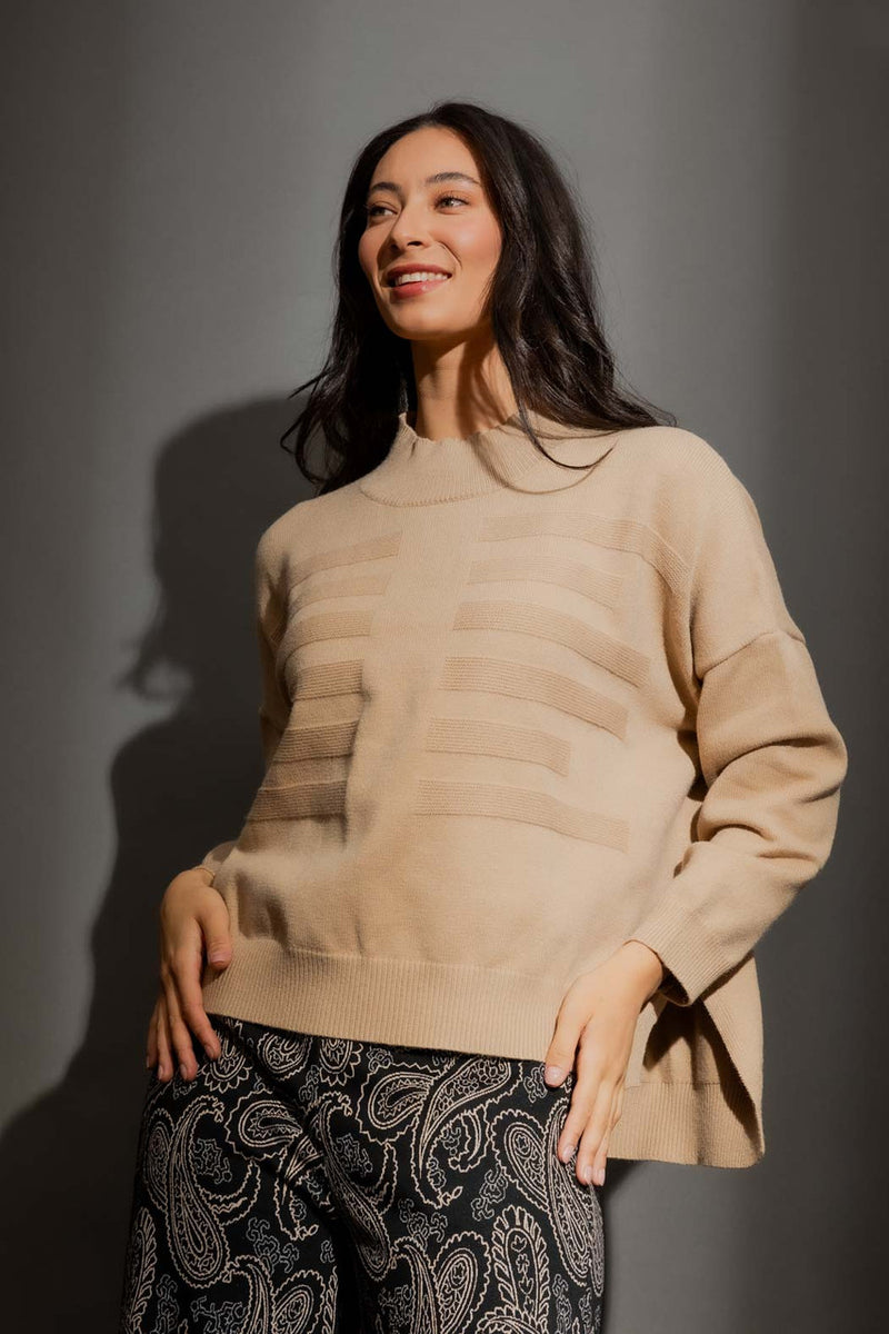 Latte Mock Neck Drop Shoulder Jumper Latte S