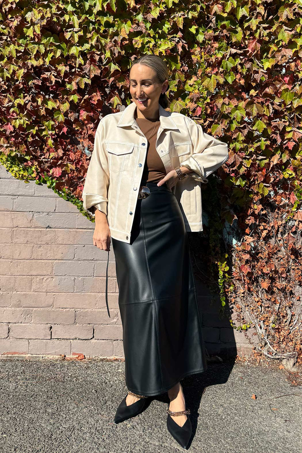 Oatmeal Faux Leather Vintage Jacket