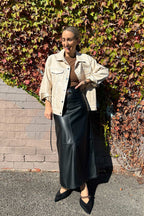 Oatmeal Faux Leather Vintage Jacket