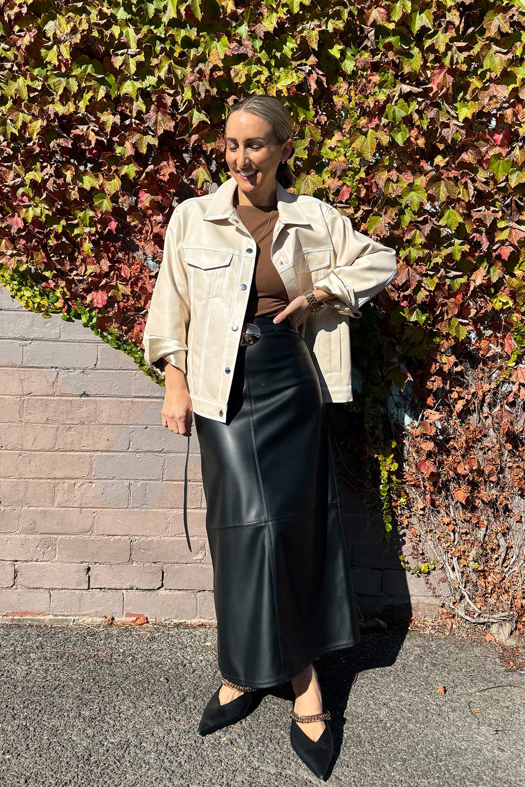 Oatmeal Faux Leather Vintage Jacket