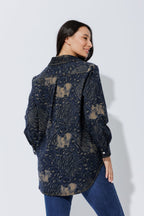 Navy/Taupe Animal Denim Shacket