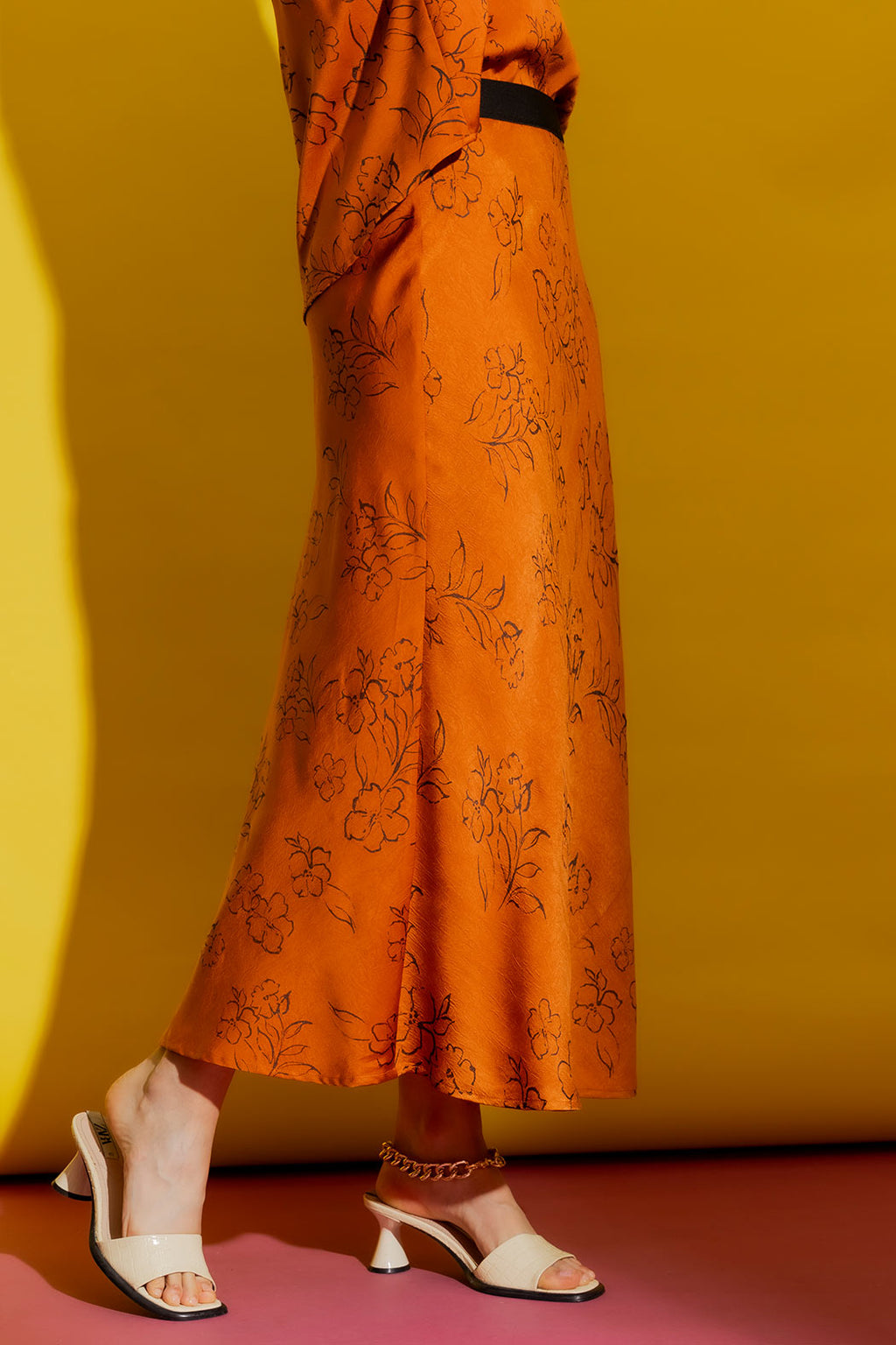 Tan/Black Bias Skirt