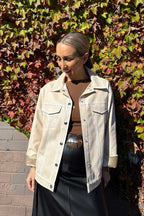 Oatmeal Faux Leather Vintage Jacket