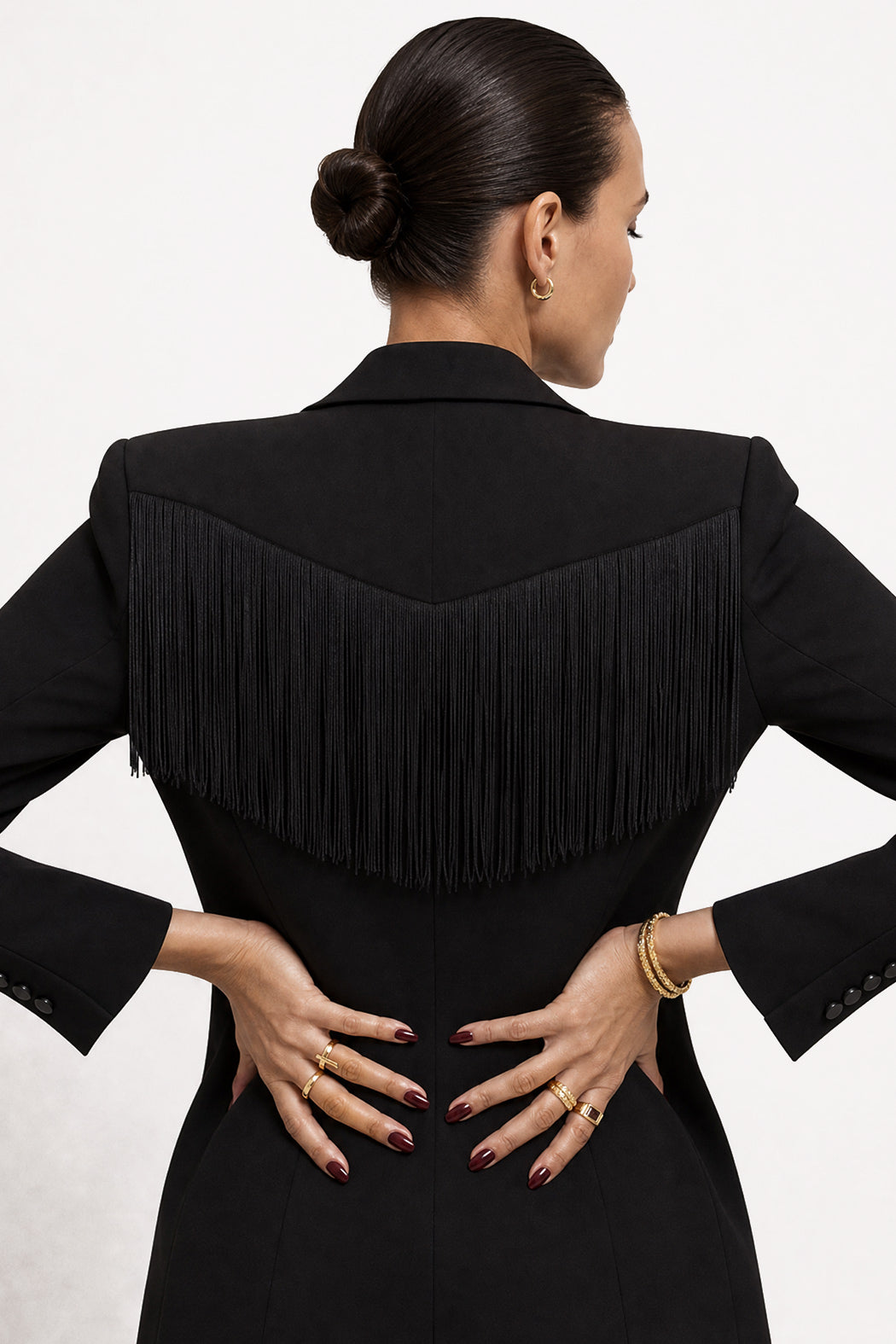 Black Euro Mia Fringe Blazer