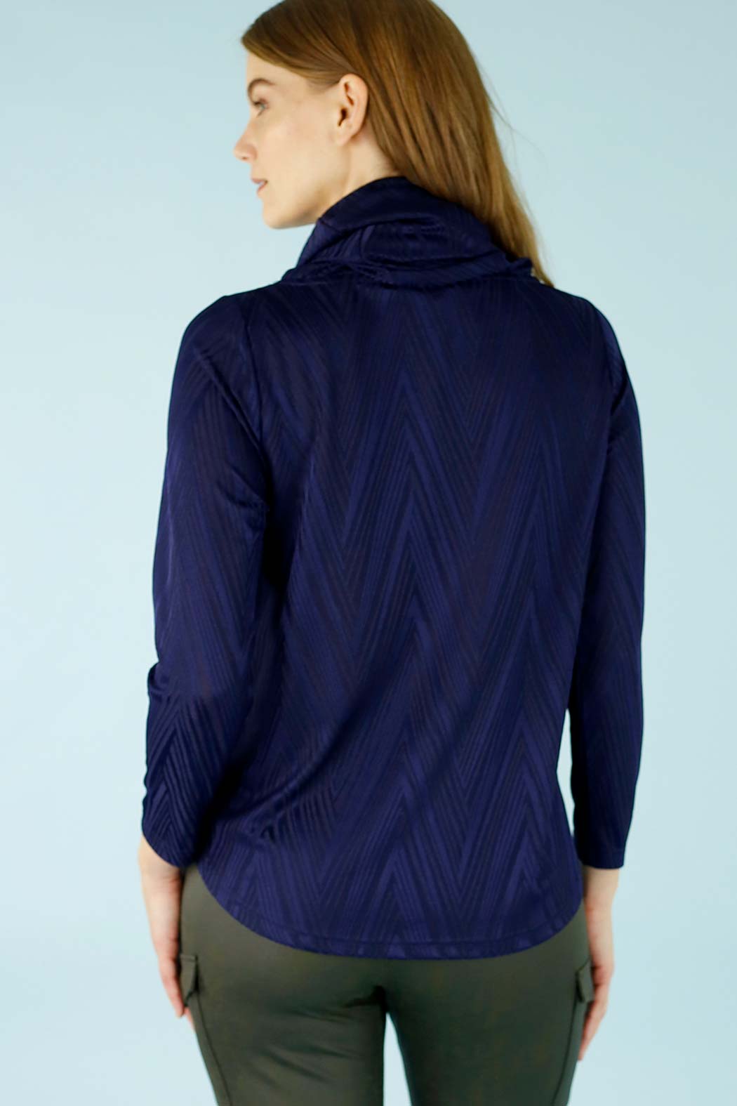 Navy Jacquard Cowl Jumper - SALE