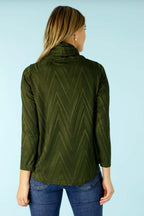 Olive Jacquard Cowl Jumper- OUTLET SALE