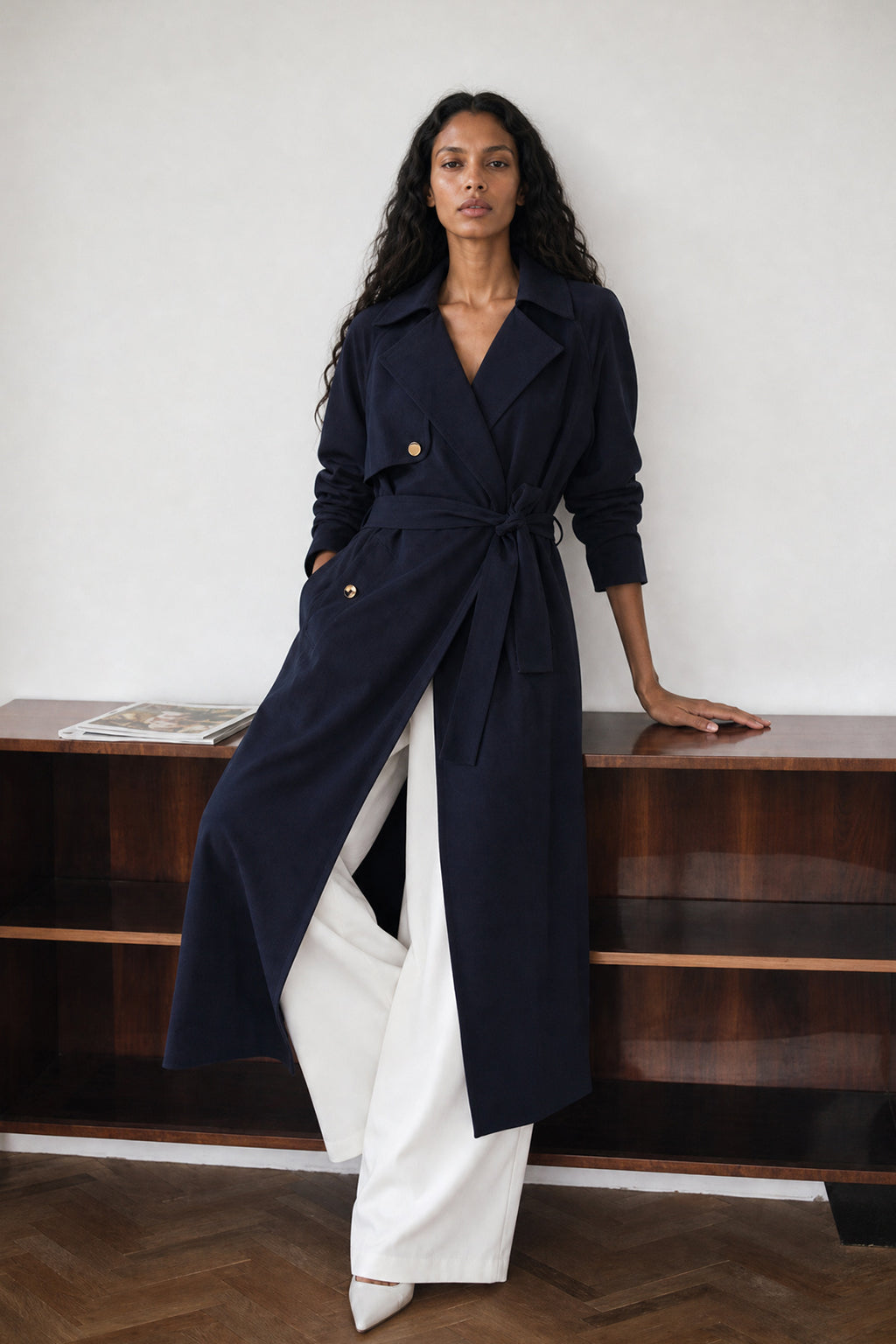 Navy Luxury Trench Coat