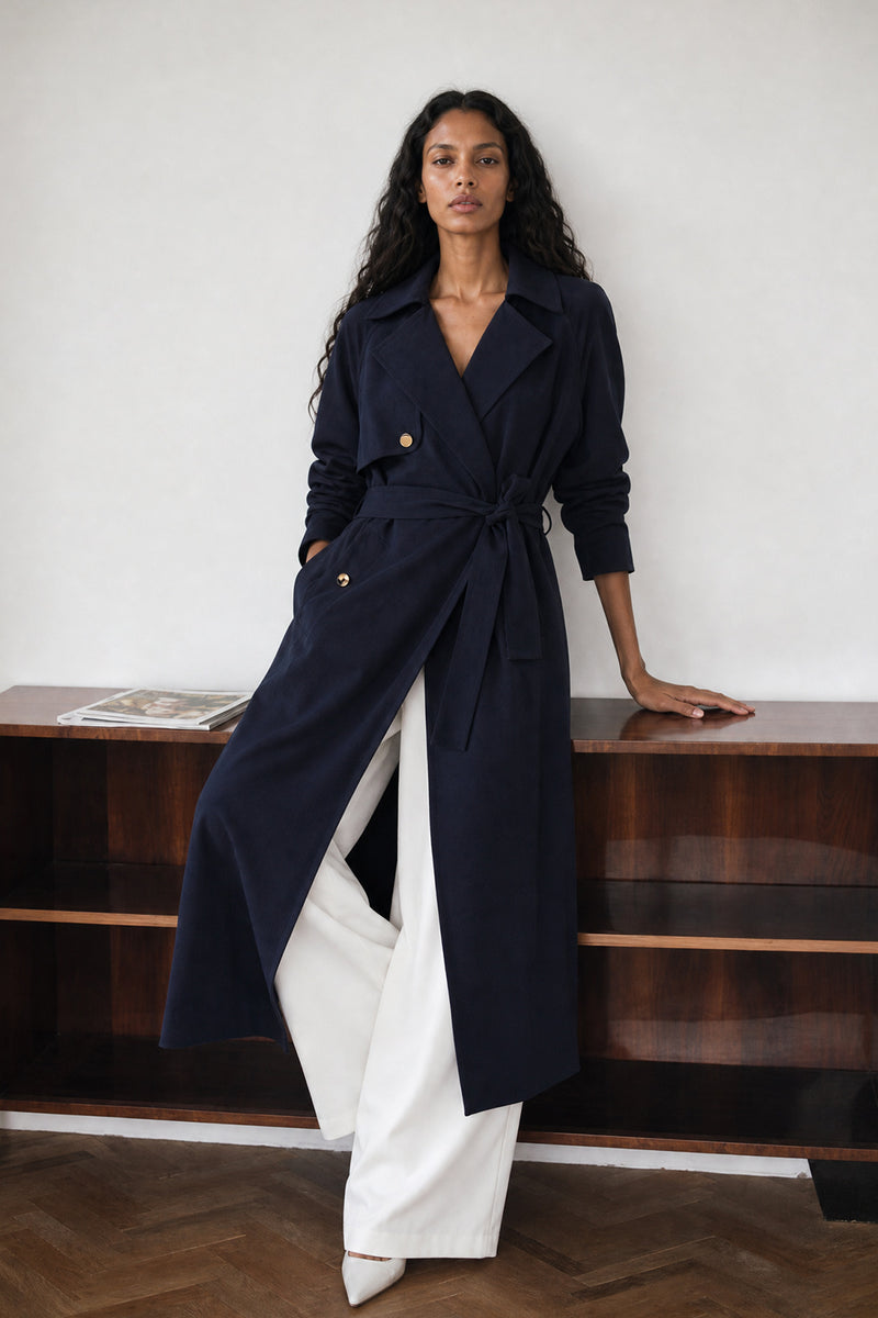 Navy Luxury Trench Coat