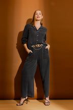 Black Washed Tencel Cargo Shirt