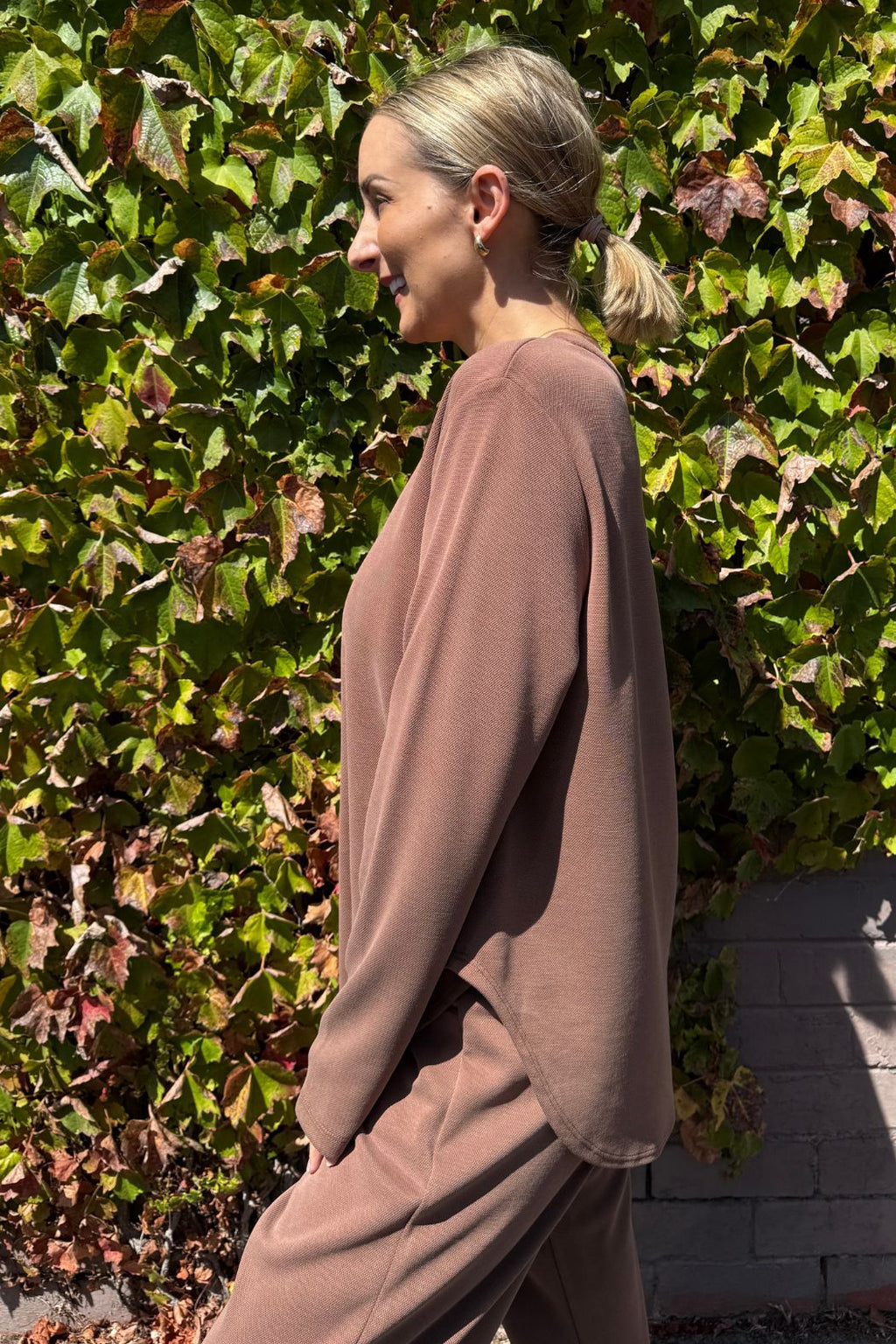 Caramel Lux Knit Slouch Pant