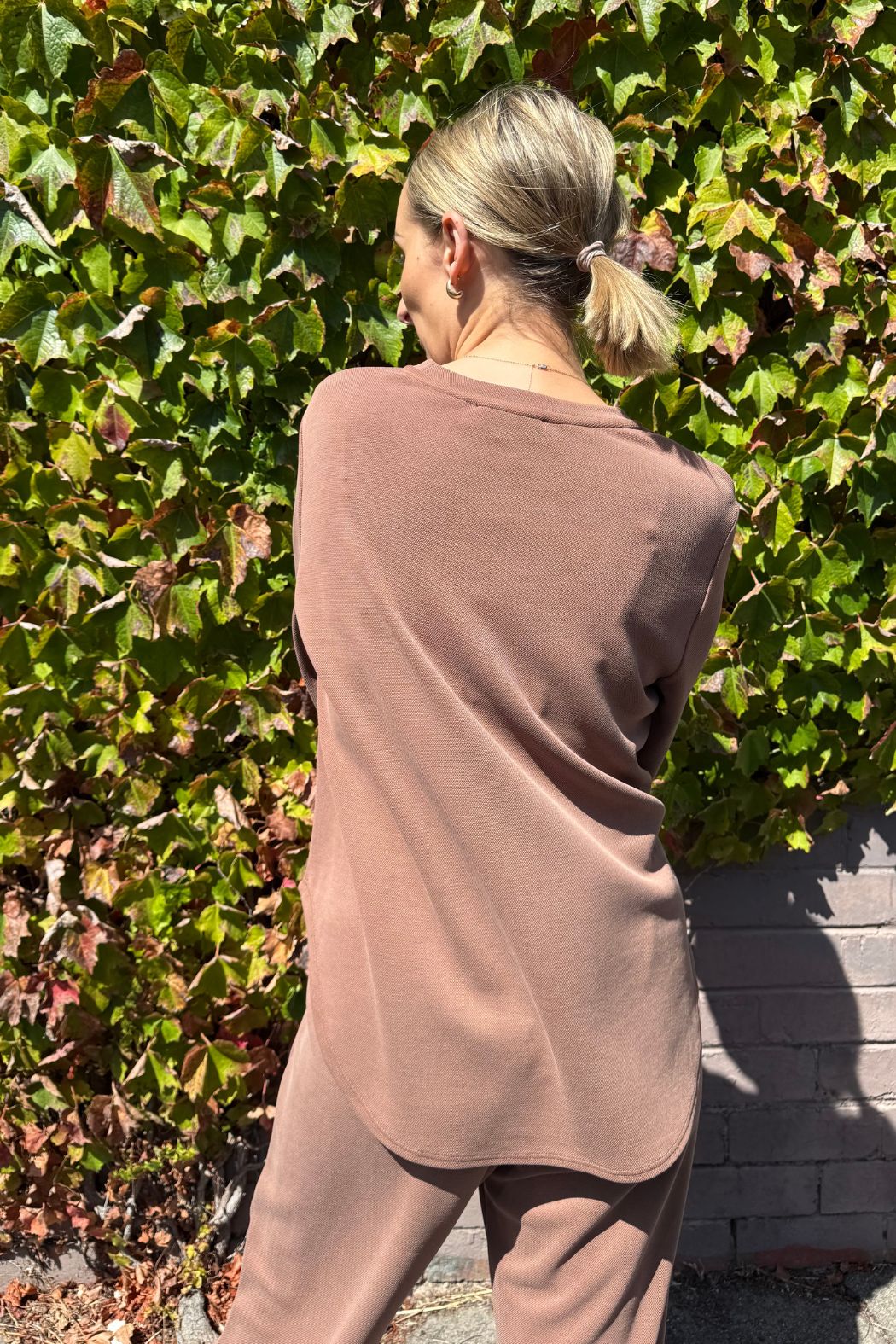 Caramel Lux Knit Crew Neck Top