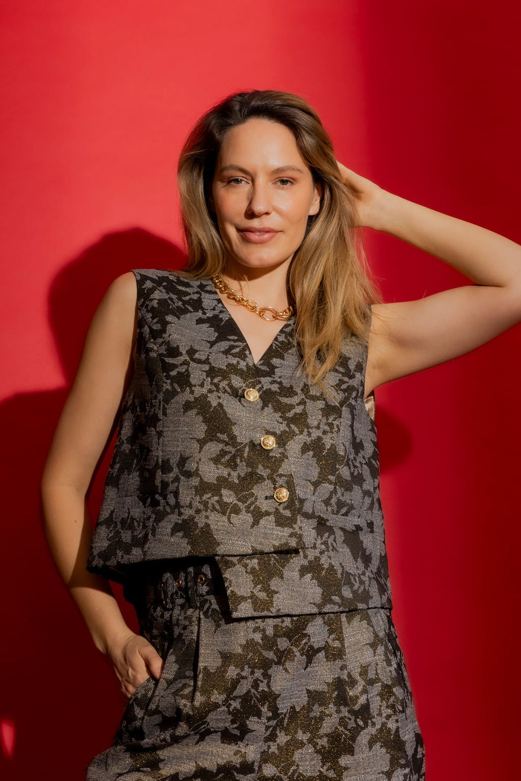 Black/Gold Split Level Vest