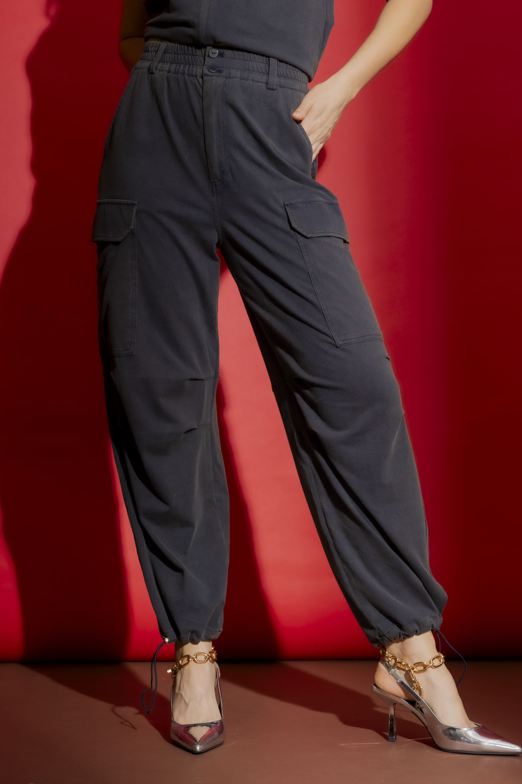 Navy Washed Cargo Pant