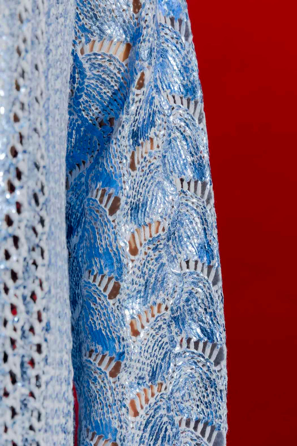 Blue Foil Scalloped Hem Top Blue S