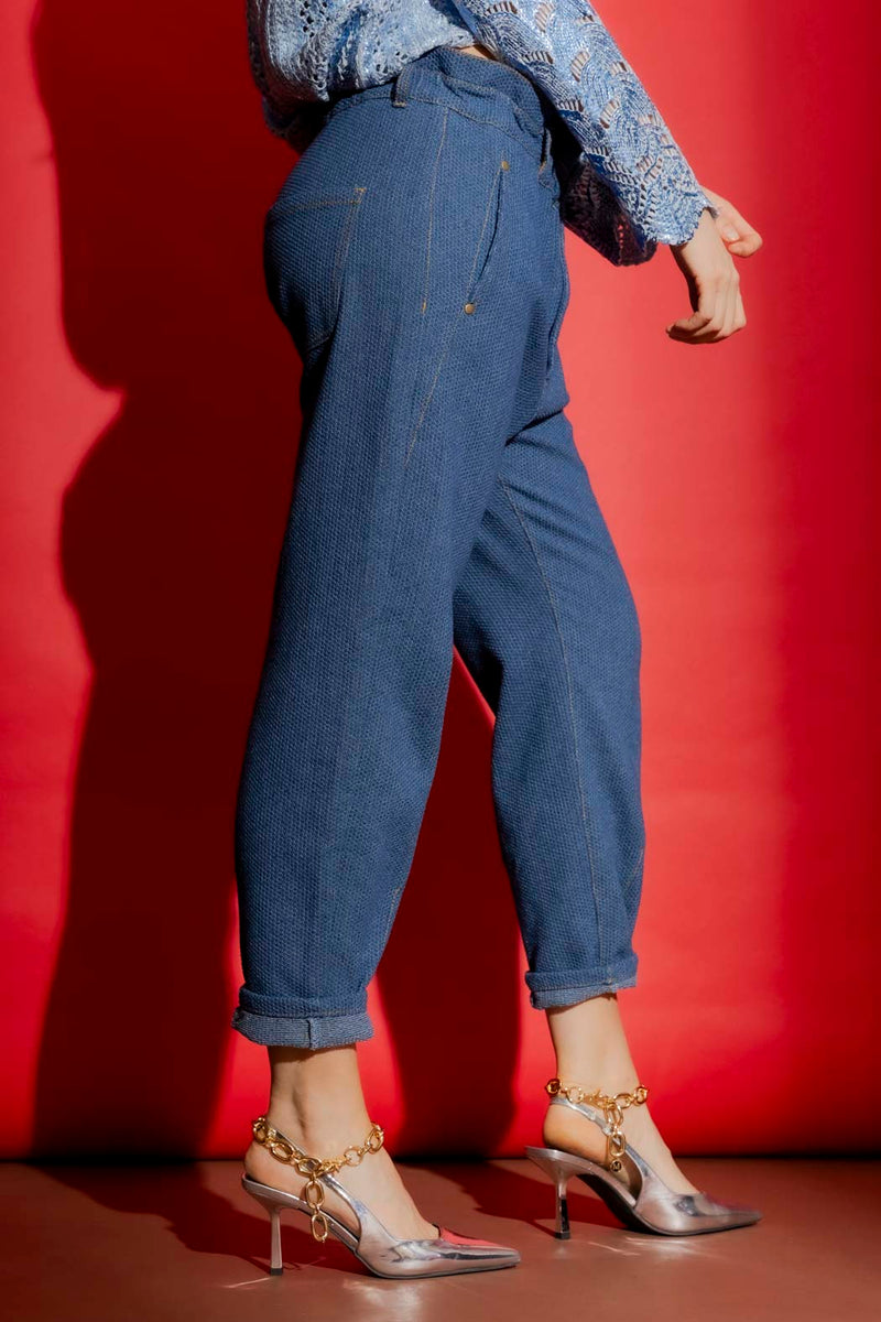 Waffle Denim Paperbag Jean