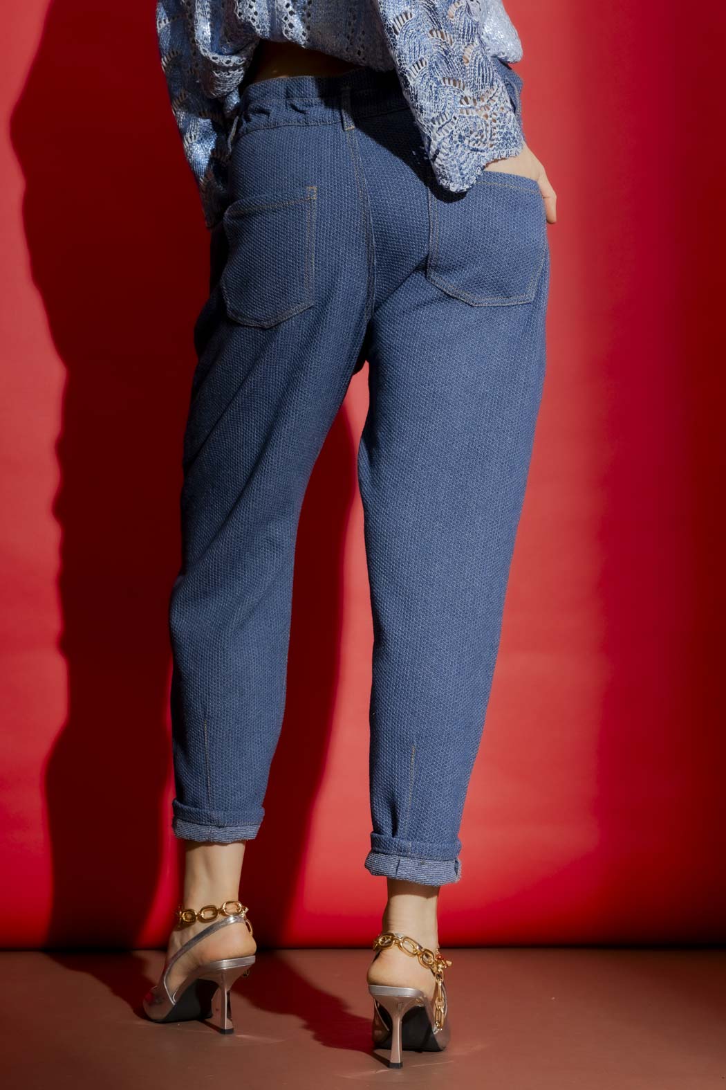 Waffle Denim Paperbag Jean