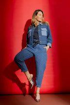 Waffle Denim Patchwork Jacket