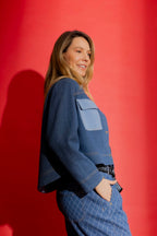 Waffle Denim Patchwork Jacket