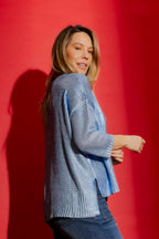 Blue Foil Knit Top Blue S