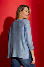 Blue Foil Knit Top Blue S