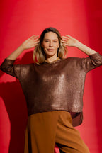 Copper Foil Knit Top Copper S