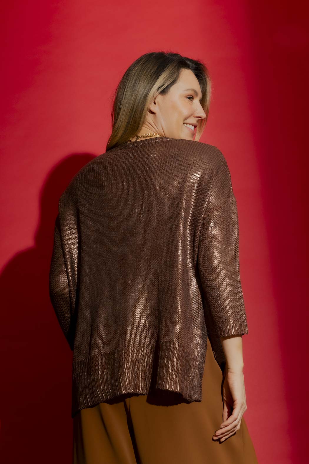 Copper Foil Knit Top Copper S