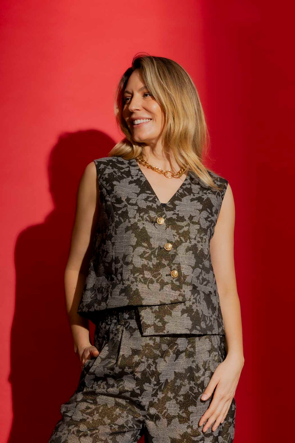 Black/Gold Split Level Vest