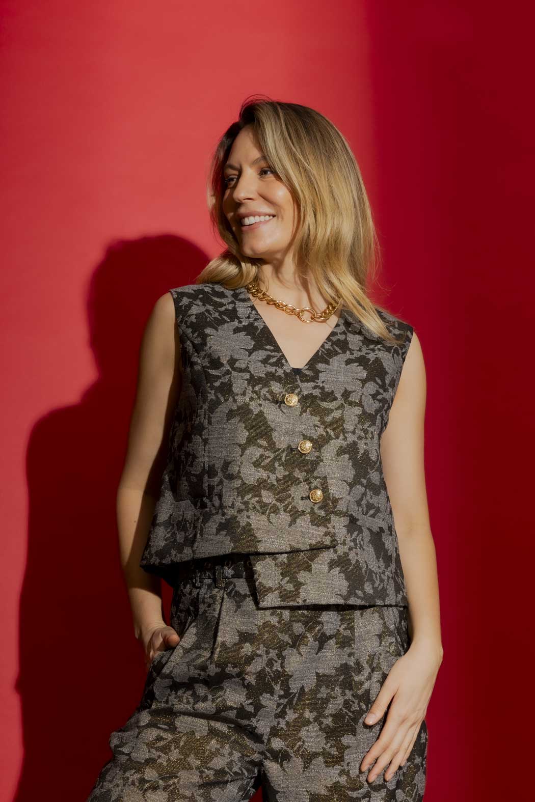 Black/Gold Split Level Vest