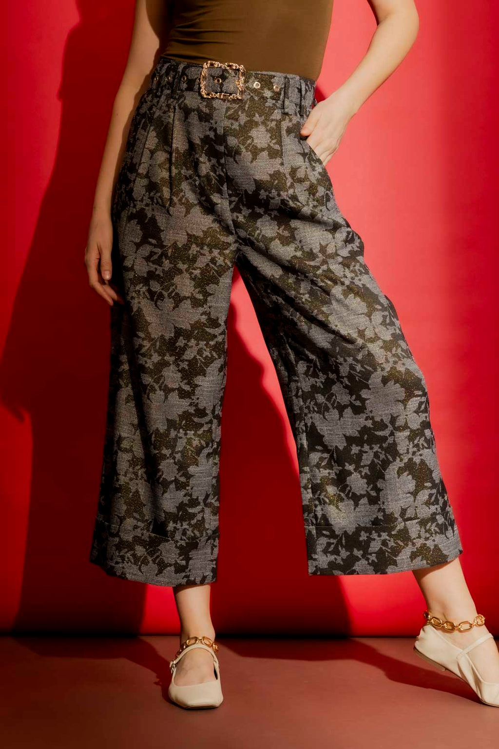 Black/Gold Cleo Cuff Pant