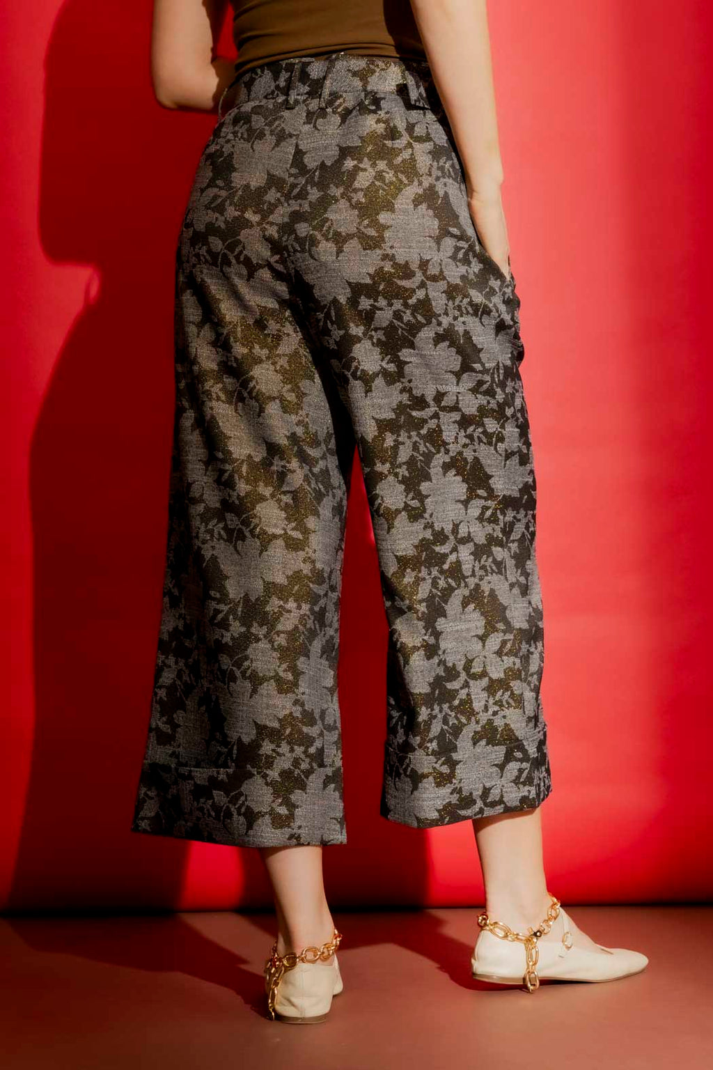 Black/Gold Cleo Cuff Pant