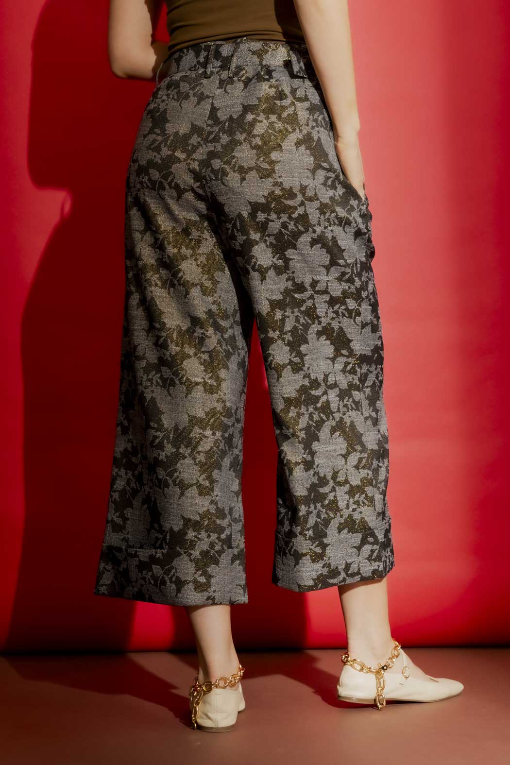 Black/Gold Cleo Cuff Pant