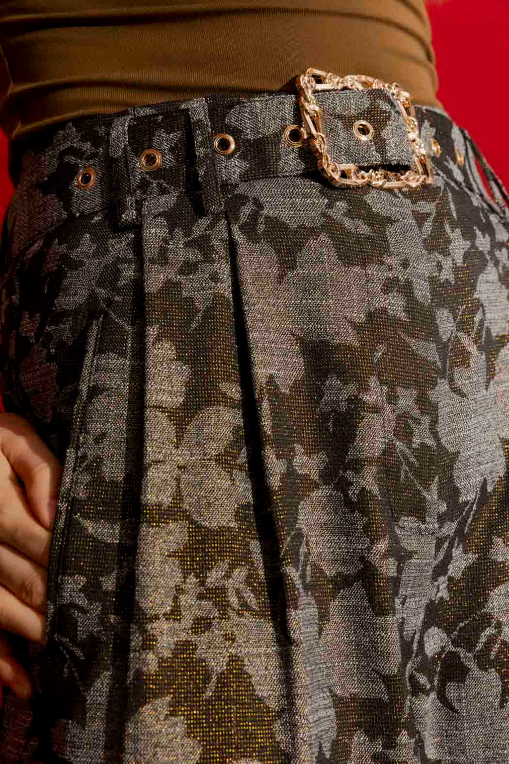 Black/Gold Cleo Cuff Pant