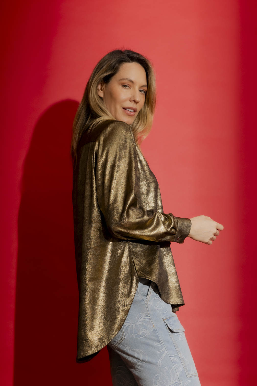 Gold Liquid Lame Shirt