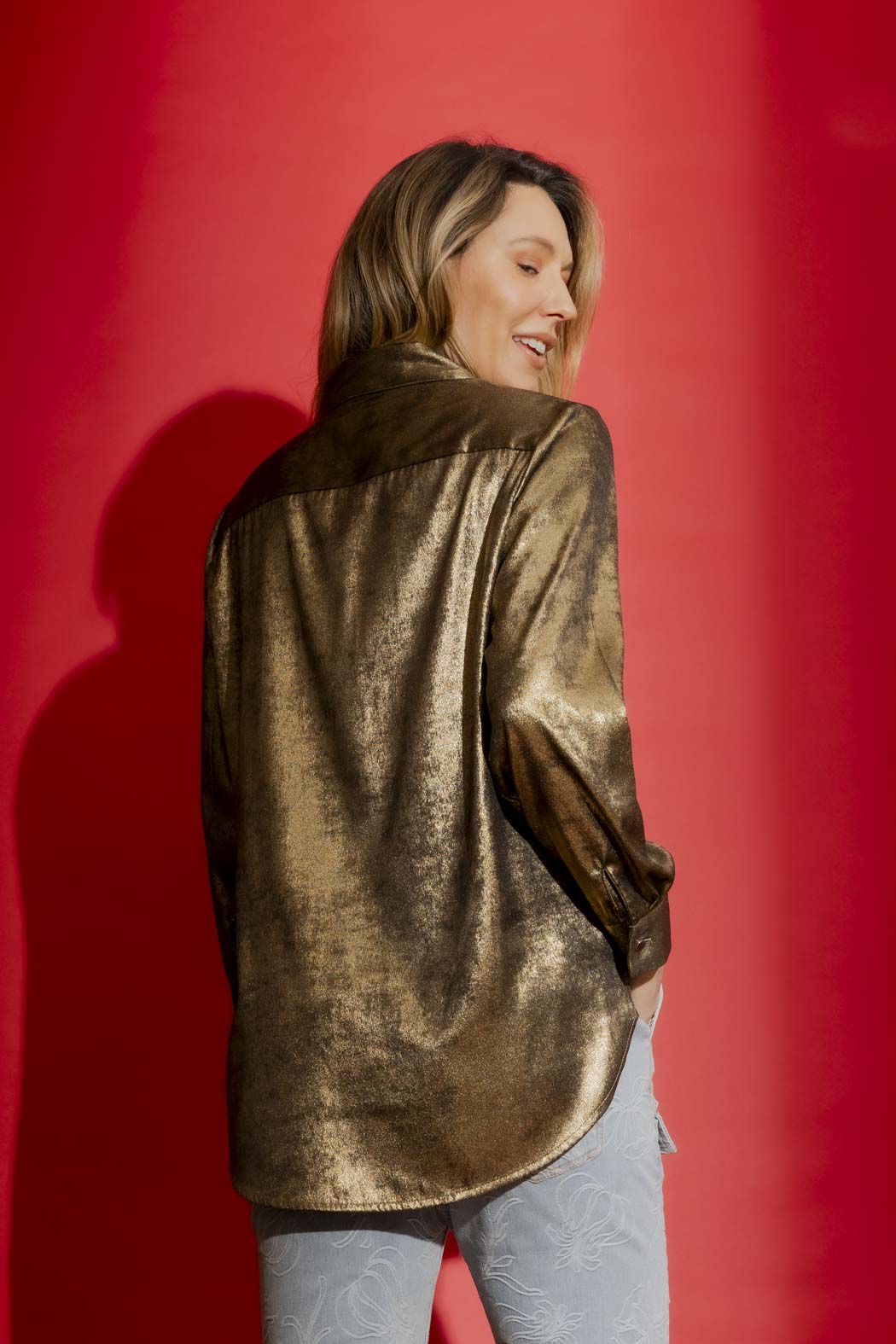 Gold Liquid Lame Shirt